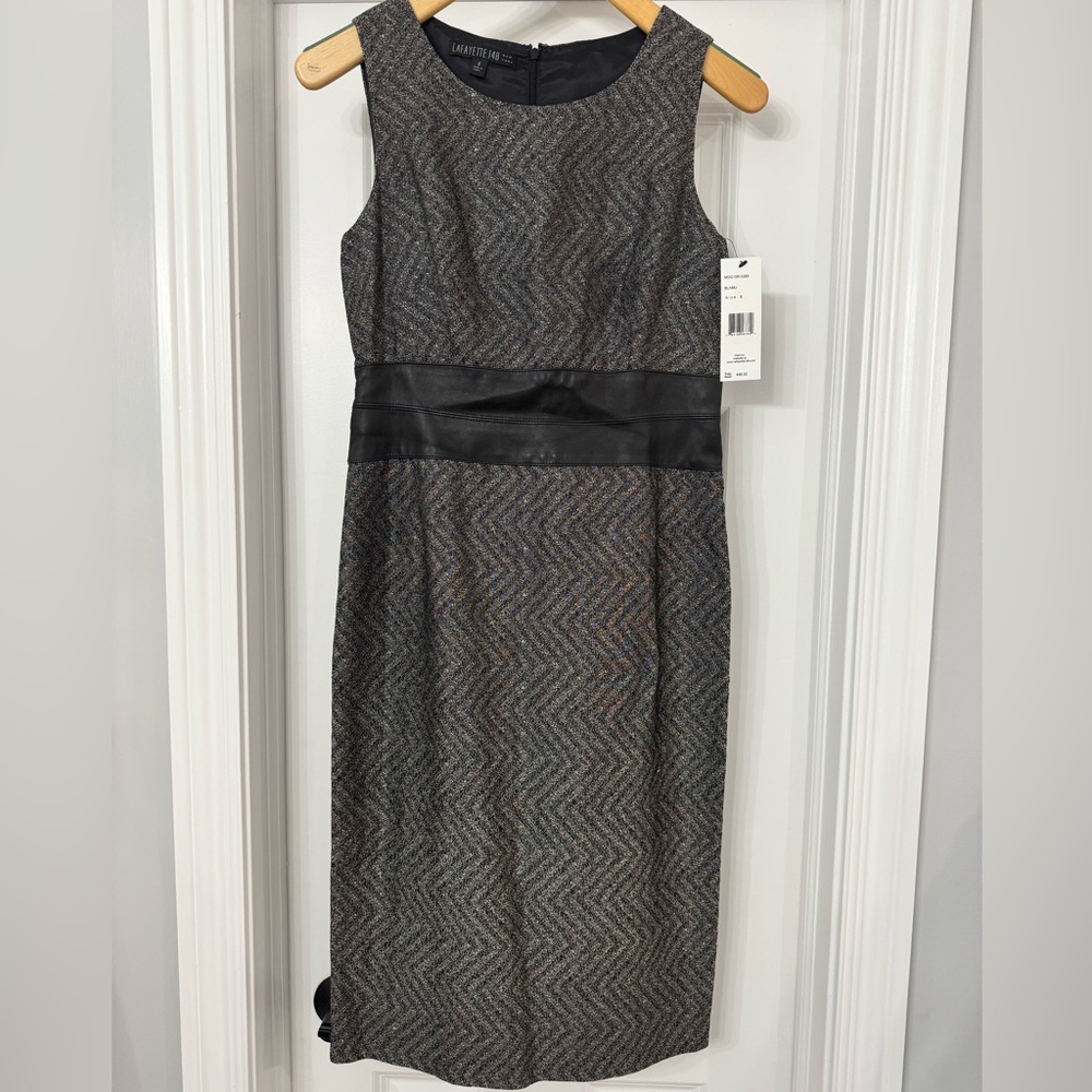 Lafayette 148 dress black/gray herringbone pattern Size 6 new with tags.